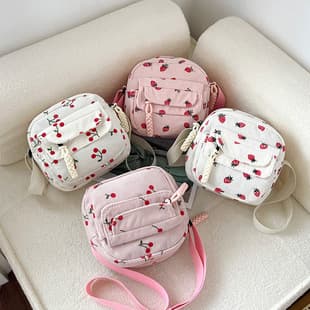 Corduroy Korean Style Bag Women 2026 New Corduroy Fashion Strawberry Print Phone Bag Casual Crossbody Bag Women's Bag