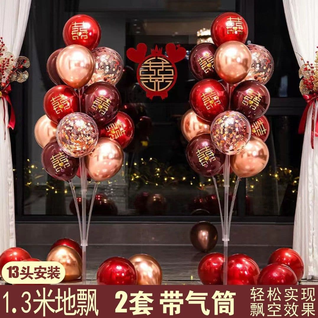 Wedding Balloon Decor Set Creative Floating Balloons Wedding Decoration Table Stand Road Guide Decor Metal Blue Round Balloons