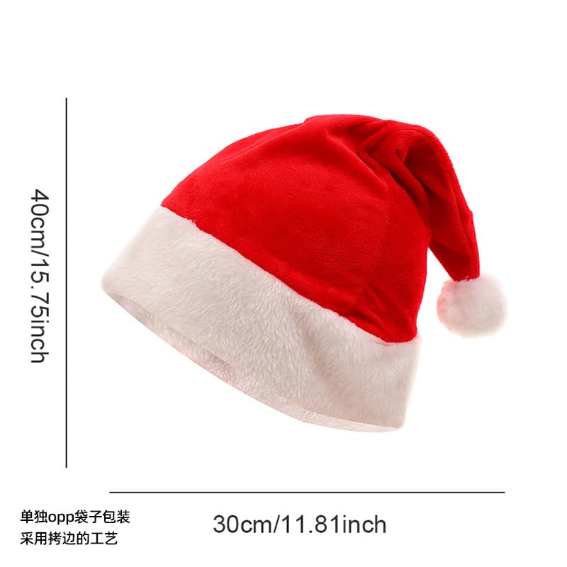 Christmas Decoration Supplies Premium Short Plush Santa Hat Adult Christmas Hat for Party Costume
