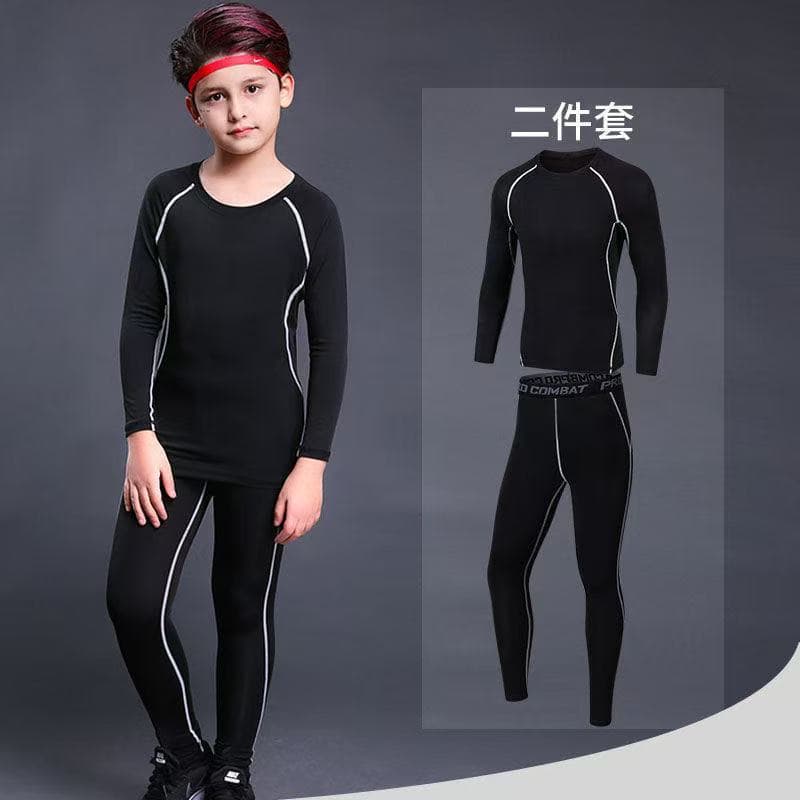 Children's sportswear sets for boys, autumn and winter, tight-fitting basketball and soccer leotards, quick-drying and breathable training clothes, base layer fitness wear, children's clothing