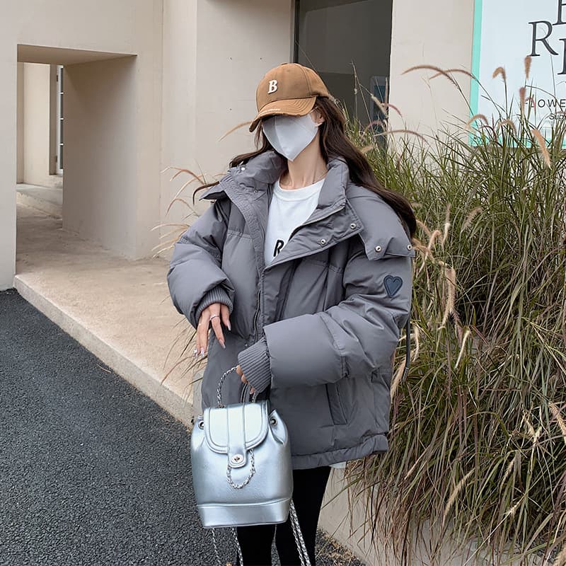 Petite Down Cotton Jacket Women Short 2024 New Korean Loose Quilted Coat Student Winter Cotton Jacket Trendy
