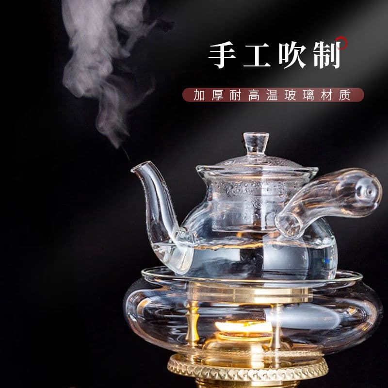 Glass Teapot with Side Handle - Flame-Resistant, High-Temperature Proof Boiling Pot