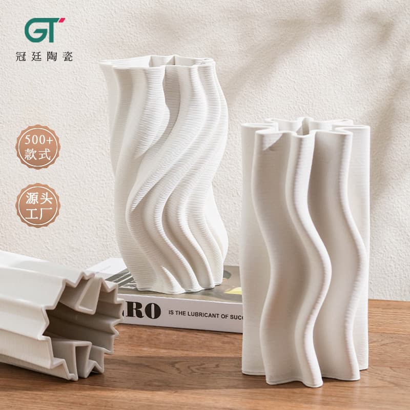 Ceramic Vase Round Vase Flower Vase Ceramic Decorative Creative Ceramic Vase Set Cross-border Vase Ceramic