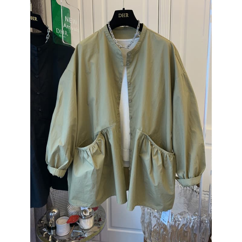 Counter Withdrawal Forest-Style Double-Pocket Design Shirt Trench Coat Women's Autumn New Loose Versatile Outerwear Top Trendy