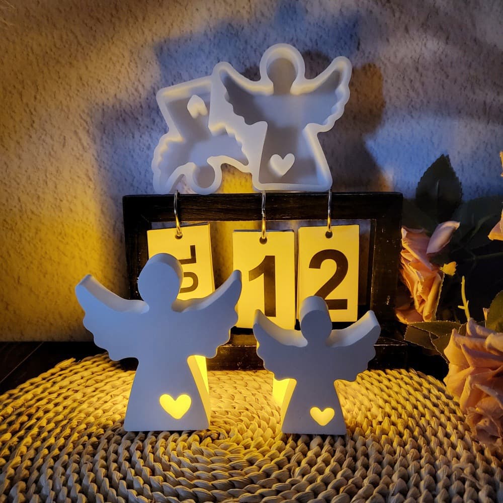 S1218 A pair of angel ornaments cement plaster mold DIY silicone mold