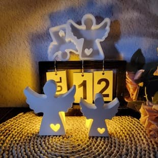 S1218 Pair of Angel Ornaments Cement Plaster Mold DIY Silicone Mold