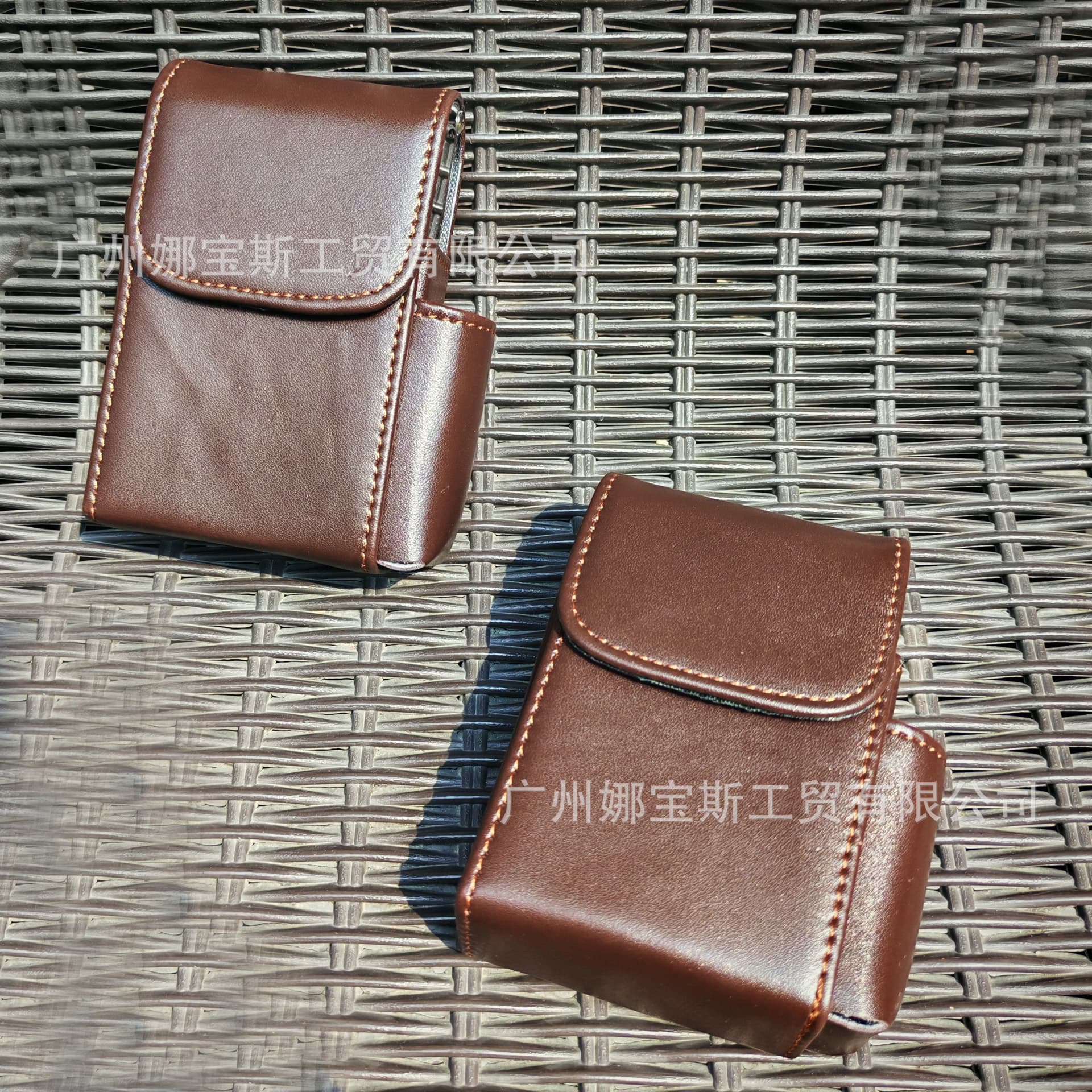 Cross-border minimalist metal frame leather cigarette case, stylish waist pack multi-functional storage pouch