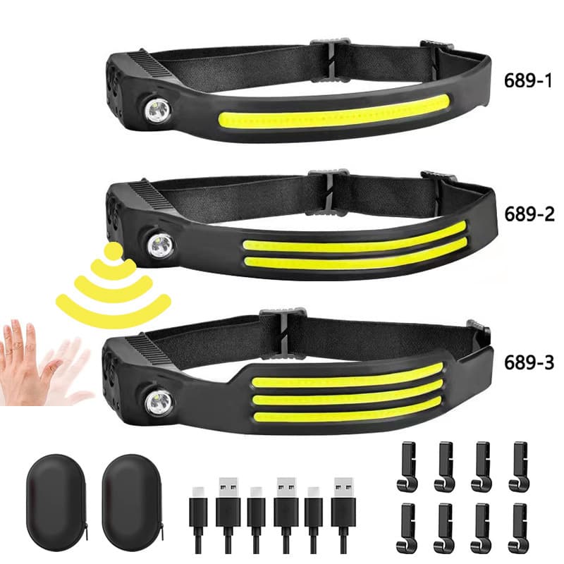 COB Wave Sensor Headlamp, Long Battery Life Lithium High-Intensity High Lumen Night Running Cycling Fishing Light