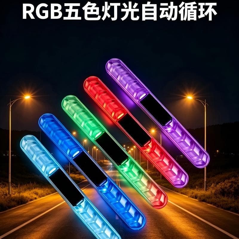 Car Truck Motorcycle Electric Vehicle Warning Light Anti-Collision Strip No Wiring Solar Anti-Tail LED Decorative Light