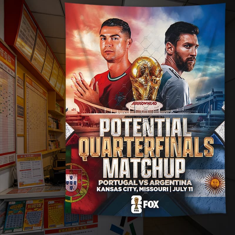 World Cup Europe All-Star Football Decorative Cloth Background Banner Room Hanging Cloth Ronaldo Messi Neymar Mbappe
