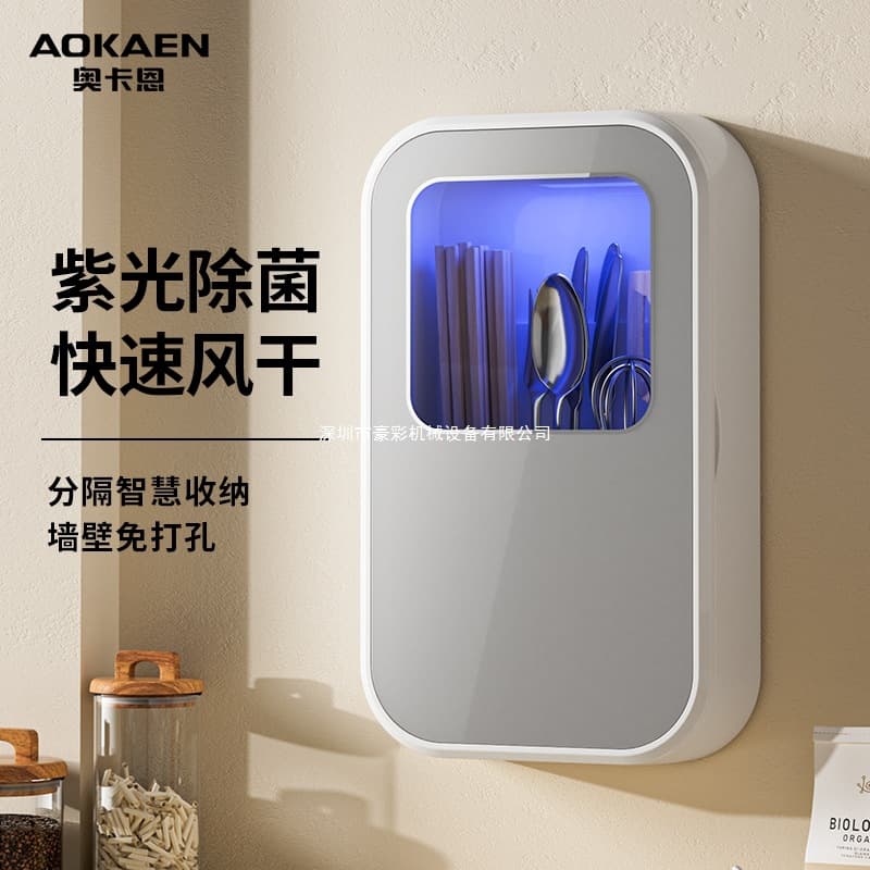 Aokaien Household Small Chopsticks Sterilizer, Kitchen Wall-mounted Disinfection Chopsticks Holder for Utensils and Spoons