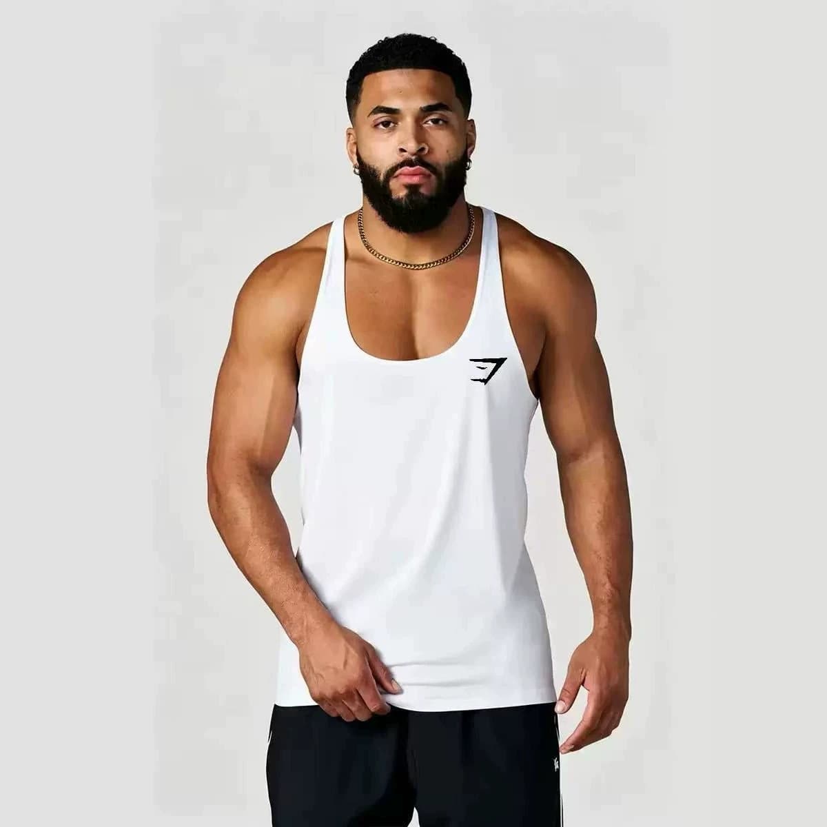 GYM Summer Sports Fitness Racerback Tank Top Men Show Muscle Stretch American Style Training Vest Gym Workout Running Shirt