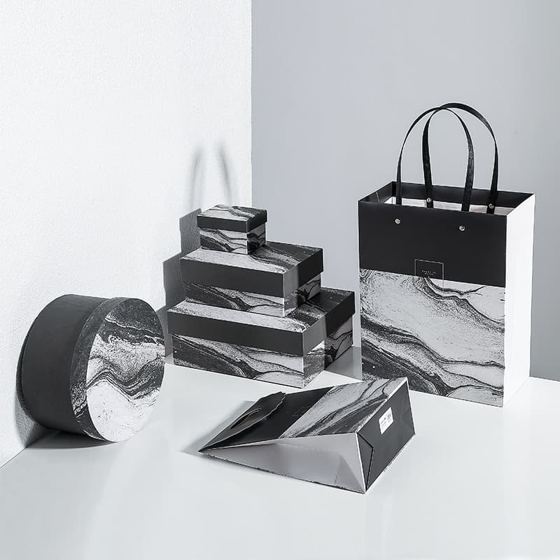 High-end creative marble pattern gift box, exquisite box for boys' birthday gifts, black and white packaging box with top and bottom lid.