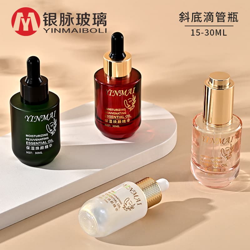 Silver Vein Patent 15ml-30ml Slanted Bottom Dropper Bottle Honeycomb Ring Essence Serum Glass Bottle Refillable Essential Oil Bottle