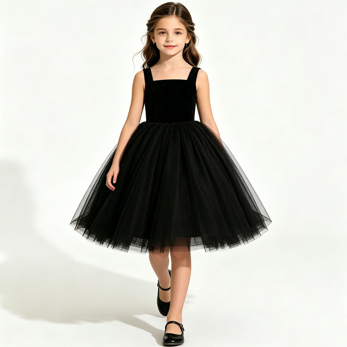 The eldest girl's violin playing piano exam host performance evening dress Hepburn style black tutu skirt