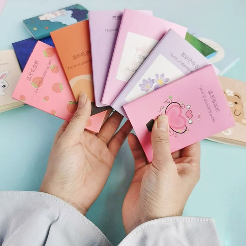 Cross-border Wholesale Female Students Cleaning Facial Oil Blotting Paper, Blue Film Oil and Sweat Absorbent, Summer Refreshing Linen Paper
