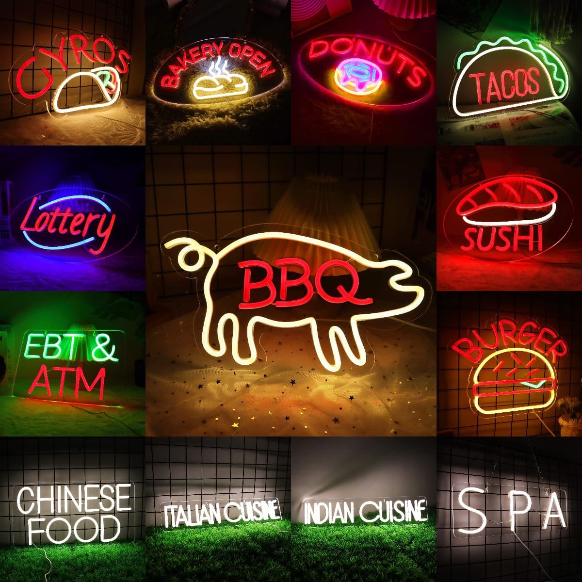 Cross-border Amazon LED Neon Light BBQ Burger BURGER Glowing Pattern Restaurant Convenience Store Wall Decoration