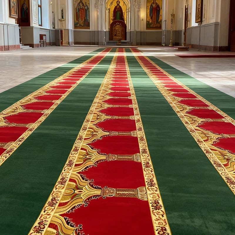 Wilton Machine-Woven Carpet, Full Coverage Church Carpet, Large Area Machine-Woven, Middle Eastern Style, Single or Multi-Person Full Coverage Carpet