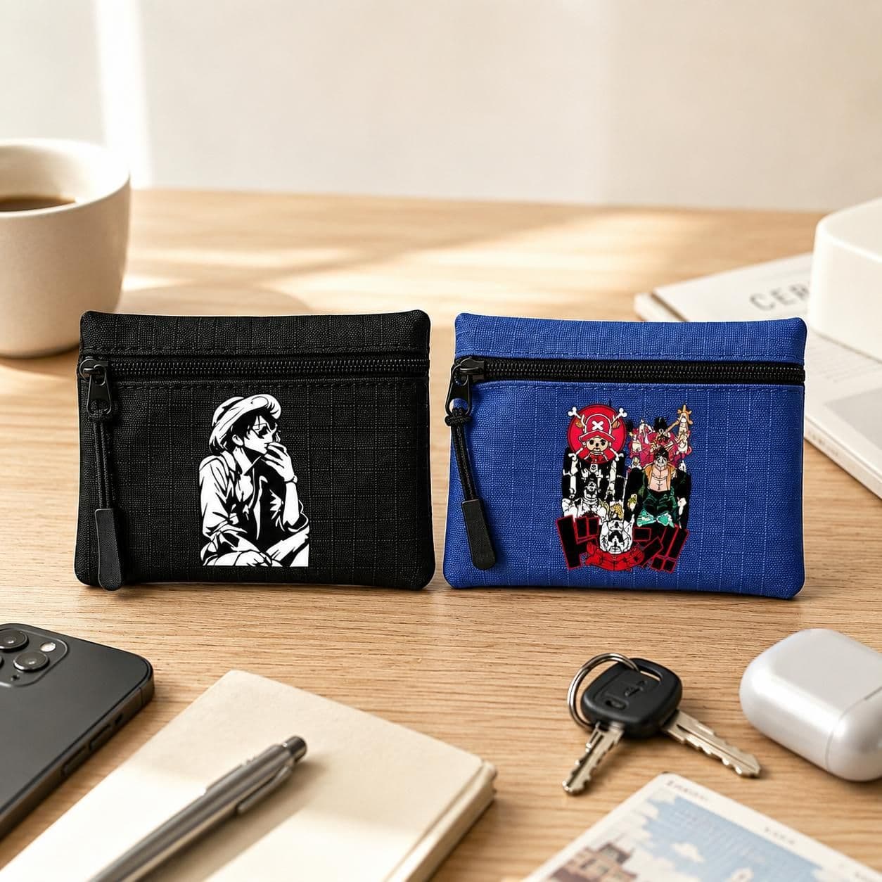 2026 New One Piece Print Oxford Fabric Solid Color Mini Zipper Coin Purse Key Organizer Bag