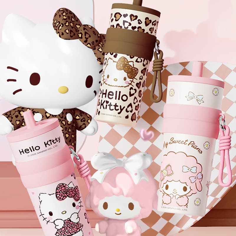 Hello Kitty Insulated Cup Women Large Capacity Straw Coffee Cup High Appearance Cute Ceramic Water Bottle Gift