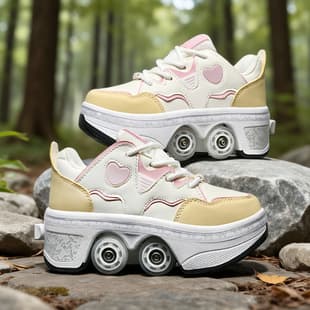 Heelys Shoes Factory Direct Store Cross Border Roller Skates Boys Shoes Four Wheel Heelys Shoes Students Light Up Roller Skates Shoes with Wheels