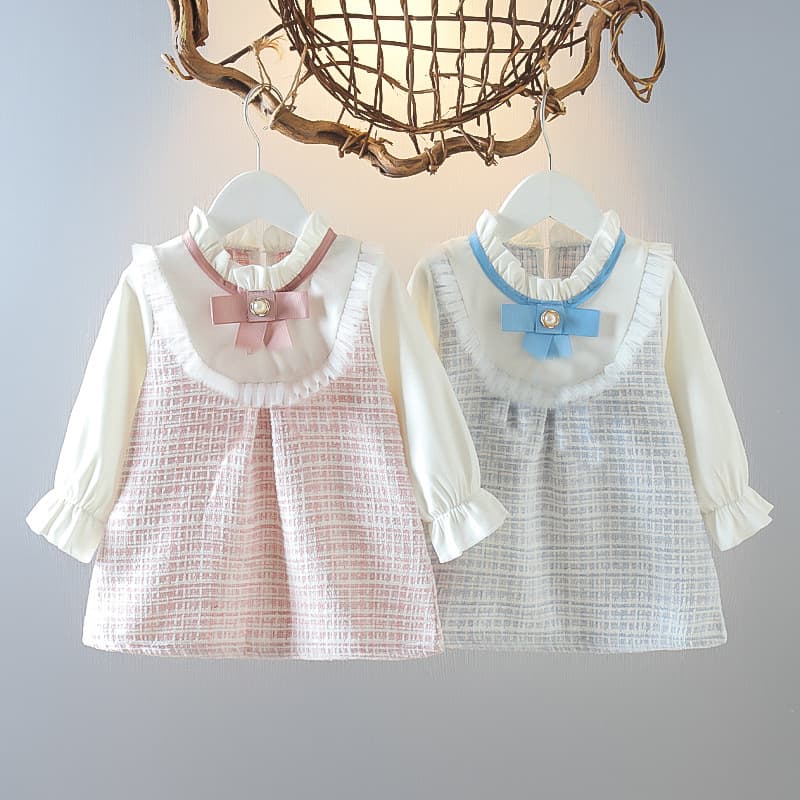 Girls Dress Internet Celebrity Kids Wear 2022 Spring Little Fragrance Princess Dress, Two-Piece Outfit for Toddler Girls