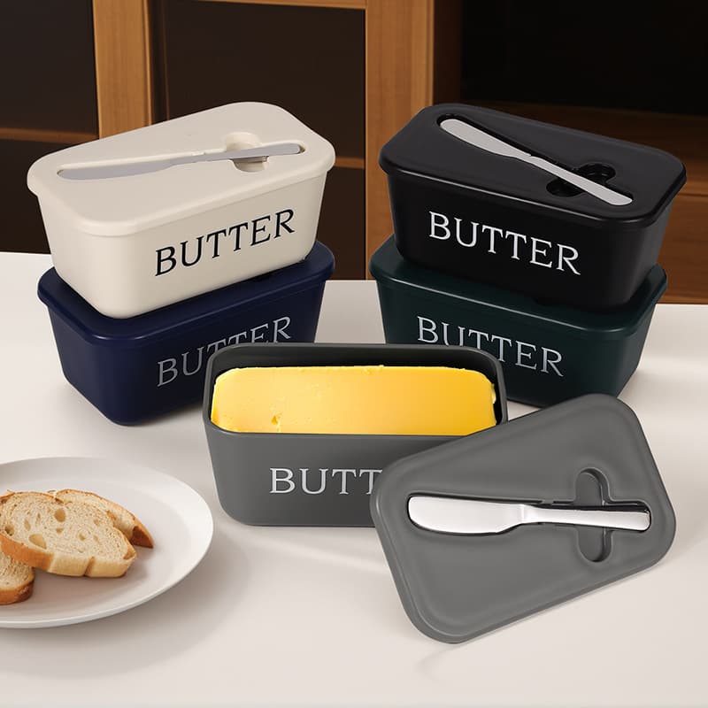 Amazon Cross-Border Food-Grade PP Butter Box with Knife, Refrigerator Storage Cream Cheese Box, Household Avocado Preservation Container