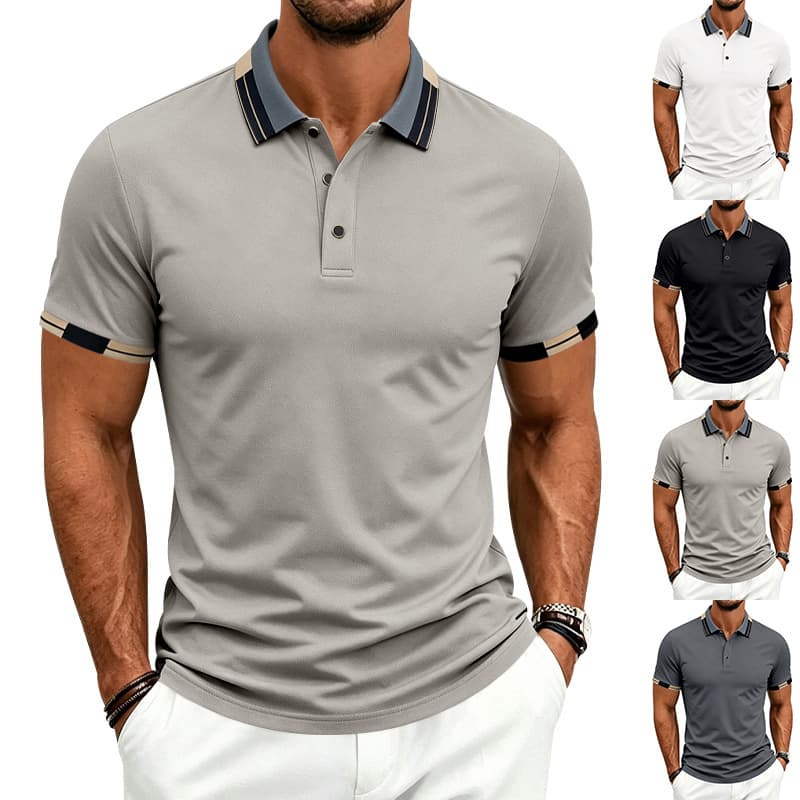 European and American Outdoor Quick-Dry Sports Casual Lapel Business Men's Golf Color-Block Amazon Short-Sleeve Polo Shirt