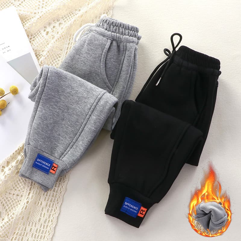 Children's Sweatpants Fleece-Lined Wholesale Unisex Kids' Autumn/Winter Style Casual Pants Cotton Small/Medium Children One-Piece Thick Fashion Sports Pants