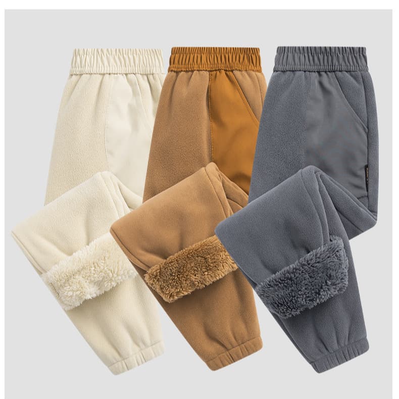 Boys' Pants Autumn Winter Casual Trousers Children's Fleece-Lined Thickened Large Size Knitted Sweatpants Boy Winter Sports Pants