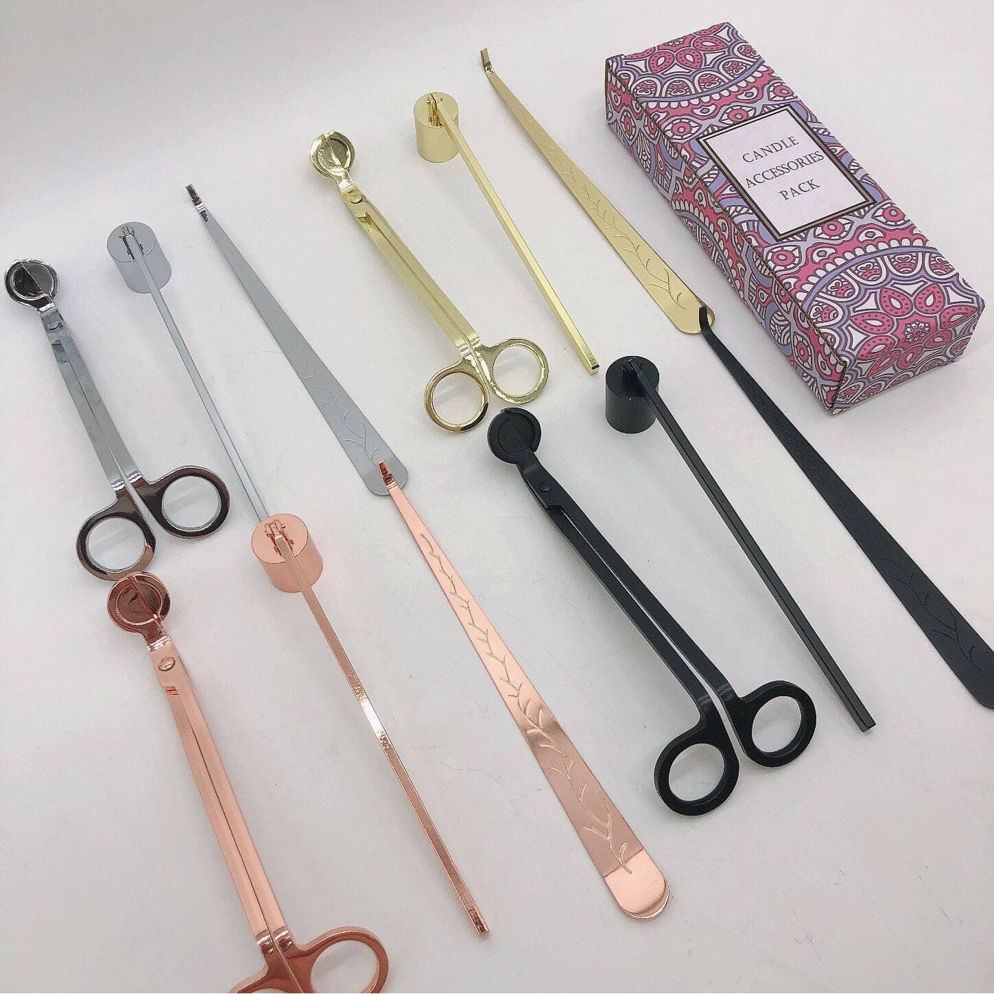 Candle Wick Trimmer, Wick Hook, Candle Snuffer, Aromatherapy Candle Care 3-Piece Set, Candle Scissors and Snuffer