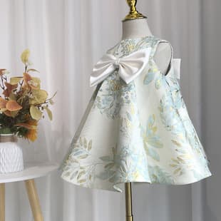 Satin First Birthday Princess Dress 2026 New Baby Girl Birthday Party Host Dress Infant First Birthday Gown One-Year-Old Outfit