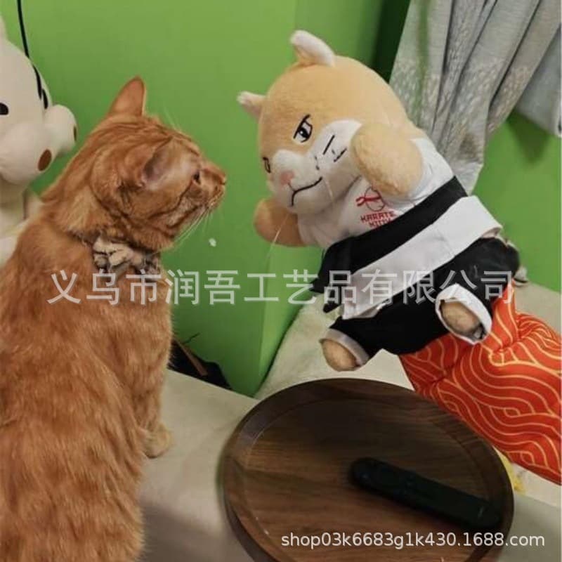Cross-Border Cat Karate Kitty Puppet Interactive Cat Boxing and Arm Wrestling Toy with Arm Protectors