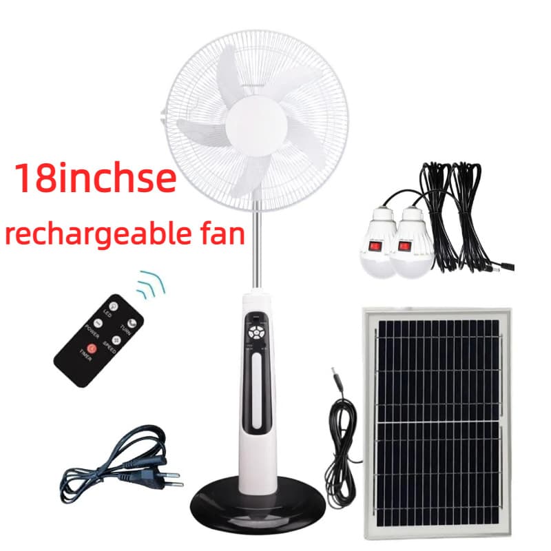 18icchse Power Outage Emergency Remote Solar Electric Fan Charging with Light 18-inch Solar Fan