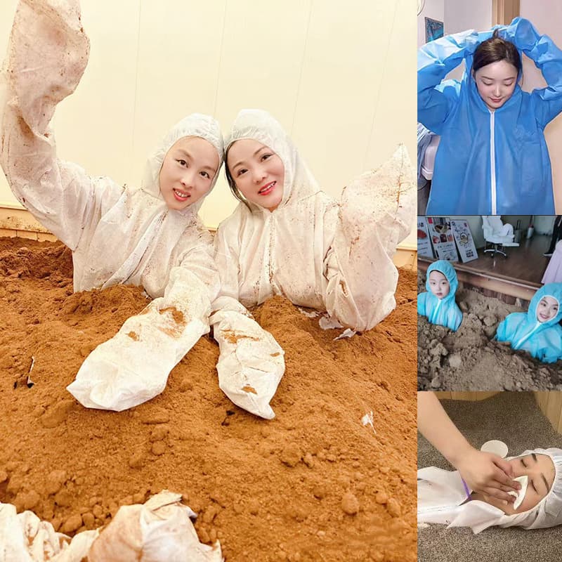 Thickened Full-Body Nonwoven Enzyme Bath & Sand Therapy Coveralls with Boots