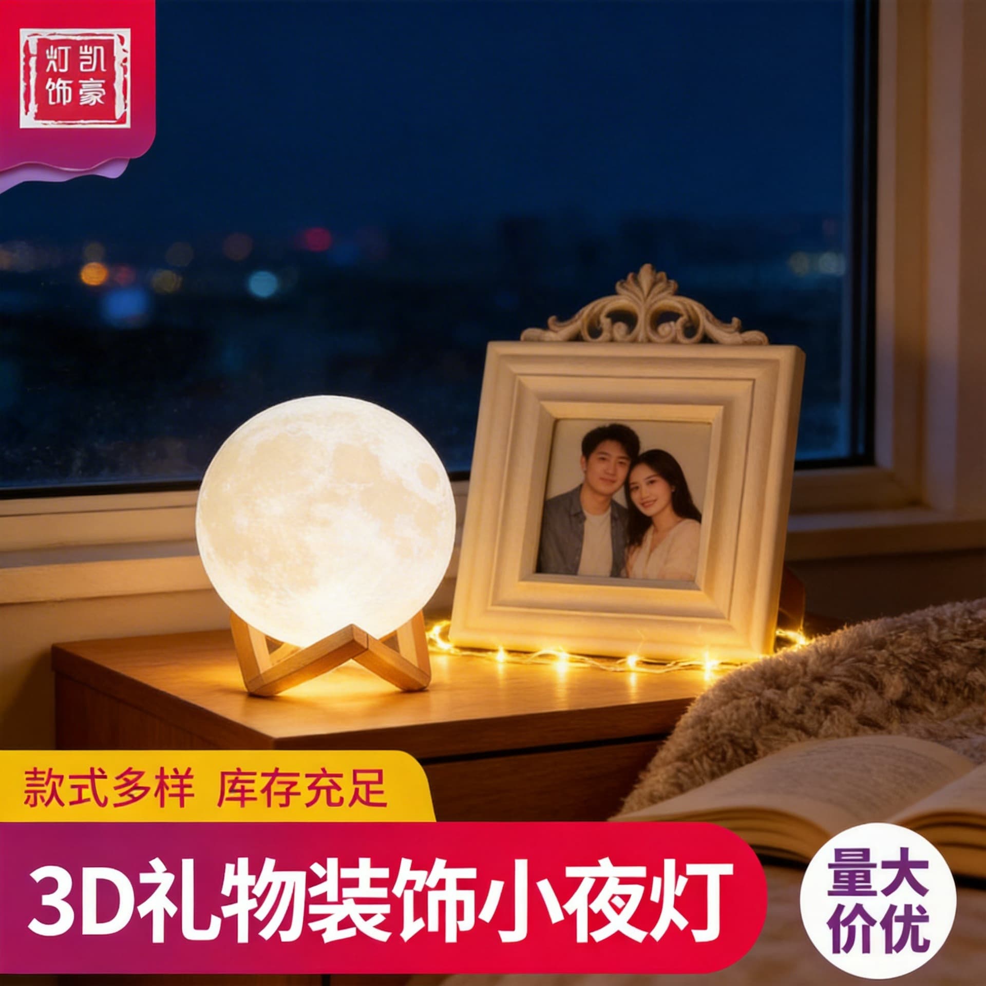 3d Moon Star Led Decorative Lights Birthday Valentine's Day Gifts Small Night Lamp For Kids Adults