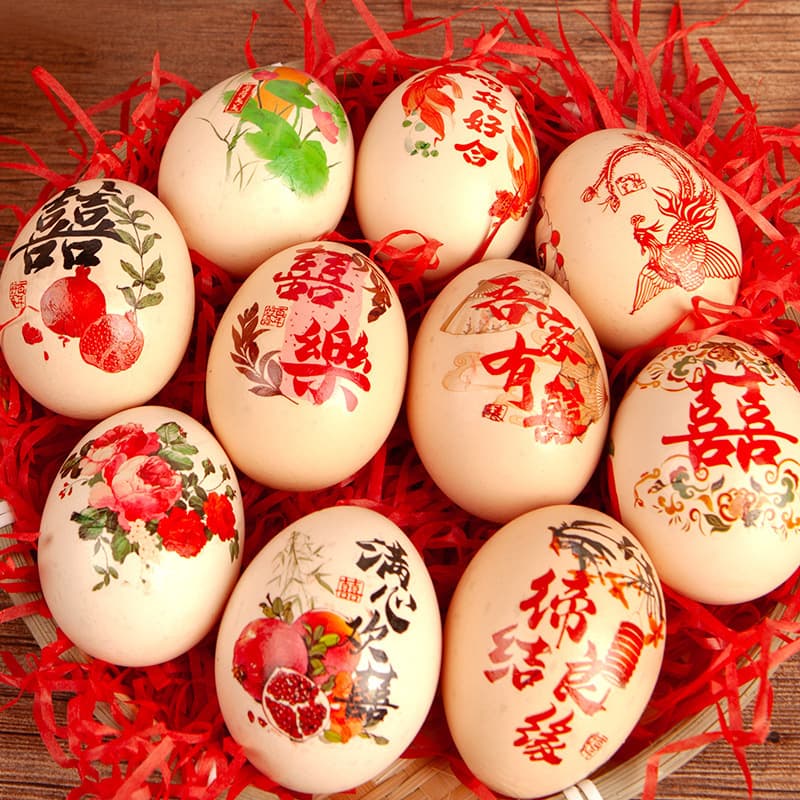 Xi character sticker for engagement table decoration, egg stickers for wedding supplies, Chinese wedding bride's dowry egg stickers