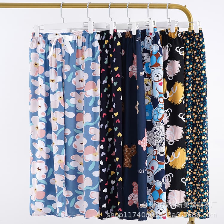New Summer Women's Pajama Pants Thin Long Pants Plus Size Printed Loose Wide Leg Pants Casual Maternity Wear Outdoors