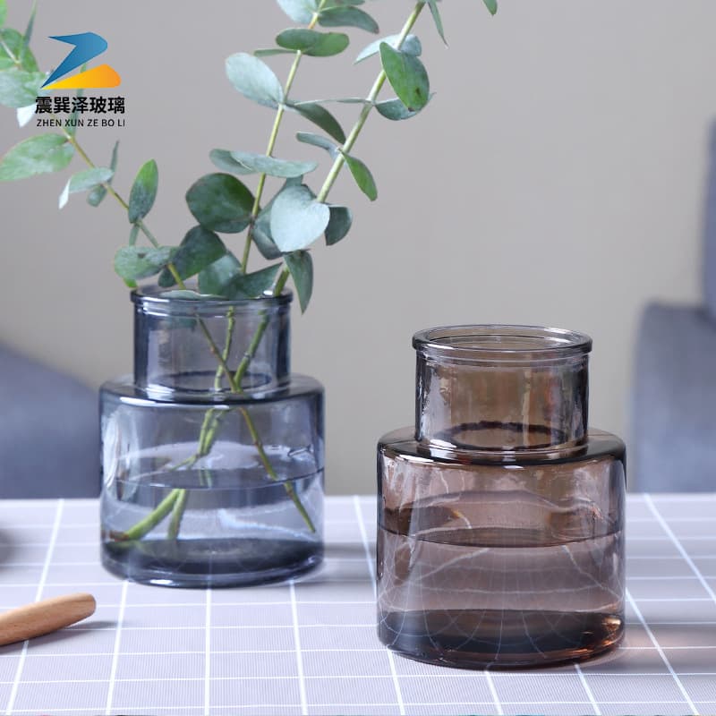 In Stock European Style Creative Glass Vase Transparent Hydroponic Colorful Craft Vase Living Room Decoration Tabletop Flower Vase