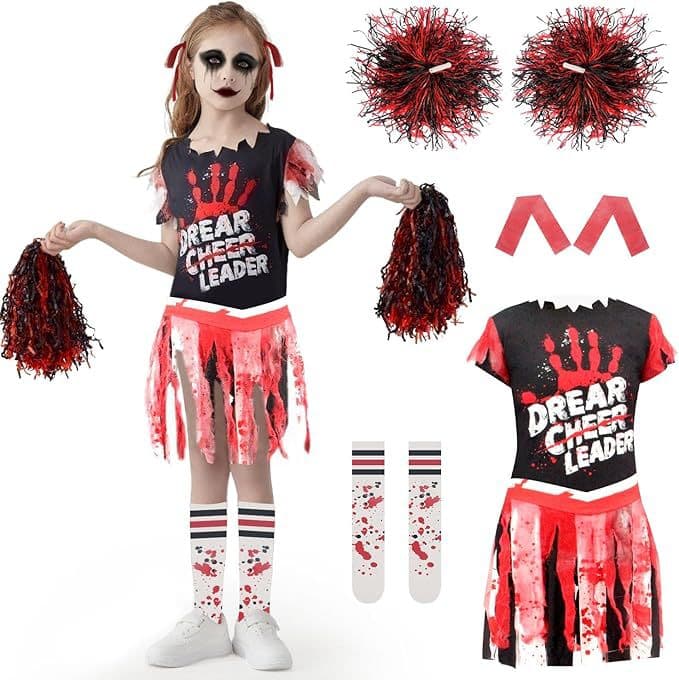 Cross-border Halloween Kids Zombie Cheerleader Costume Set Performance Cosplay Outfit Girls Dance Wear