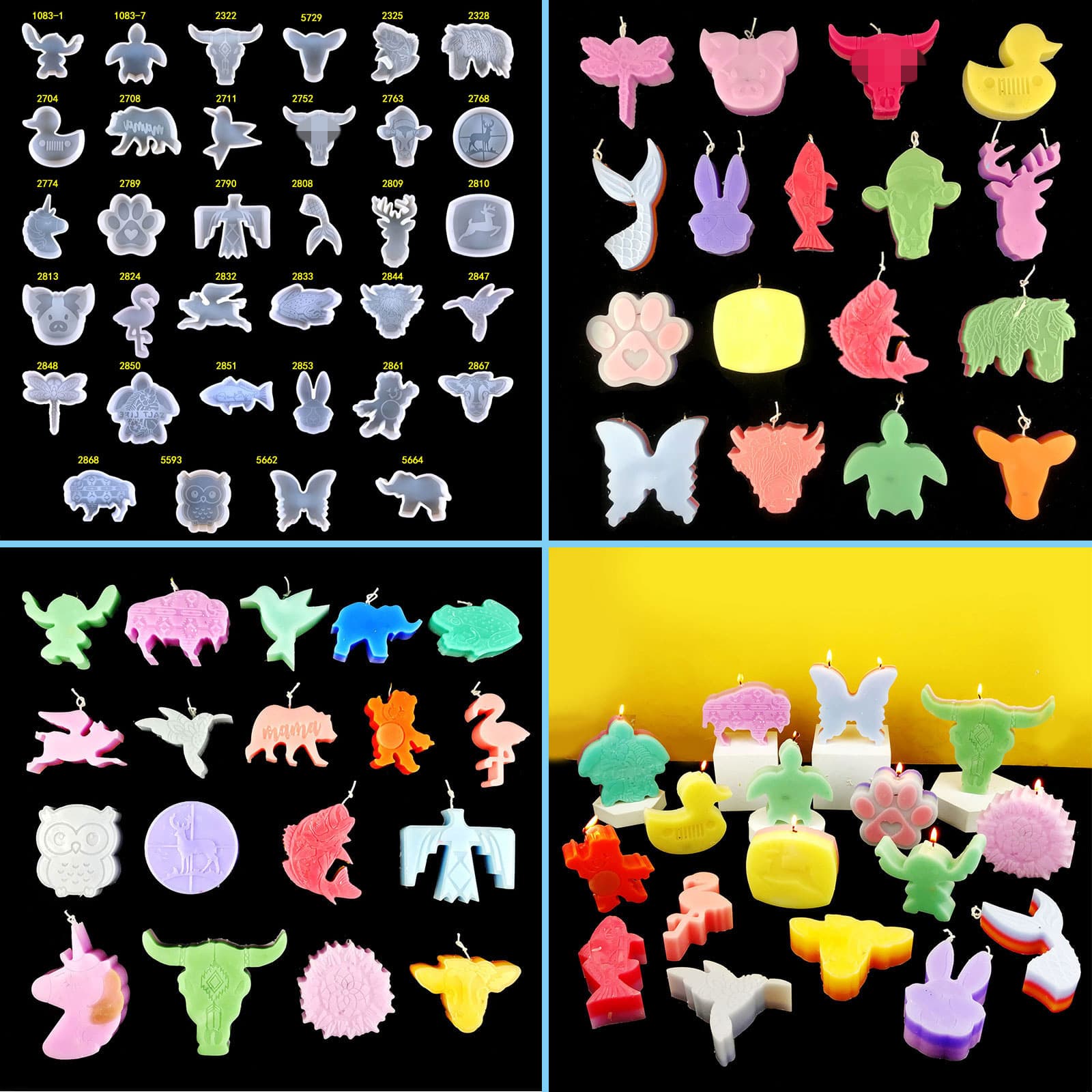 155 Styles Bull Head Aromatherapy Mold DIY Animal Candle Aromatherapy Mold Fish Tail Butterfly Turtle Candle Silicone Mold