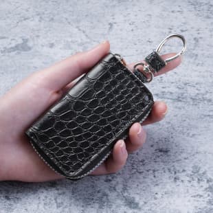 Mini Crocodile Grain Leather Key Holder for Men and Women, Car Key Case Pendant, High-End Multi-Functional Storage Bag