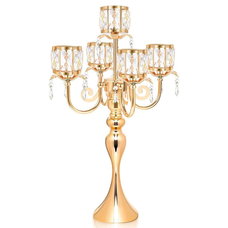 New Wedding Props, Road Guide, 5-Head Candlestick, European-Style Luxury Candlestick Crafts, Romantic Family and Friends Party Dinner