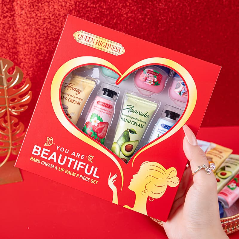 Cross-Border E-commerce QUENN HIGHNESS Lip Mask & Hand Cream 8-Piece Set - Hydration, Moisturizing, Anti-Dryness, Cross-Border Hot Seller