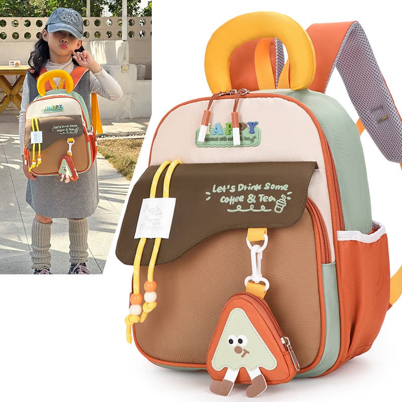 Kindergarten School Bag for Boys, Cute Color-Blocking Design for Girls, Children's Small Backpack, Large Class Kids' Cartoon Preschool Backpack