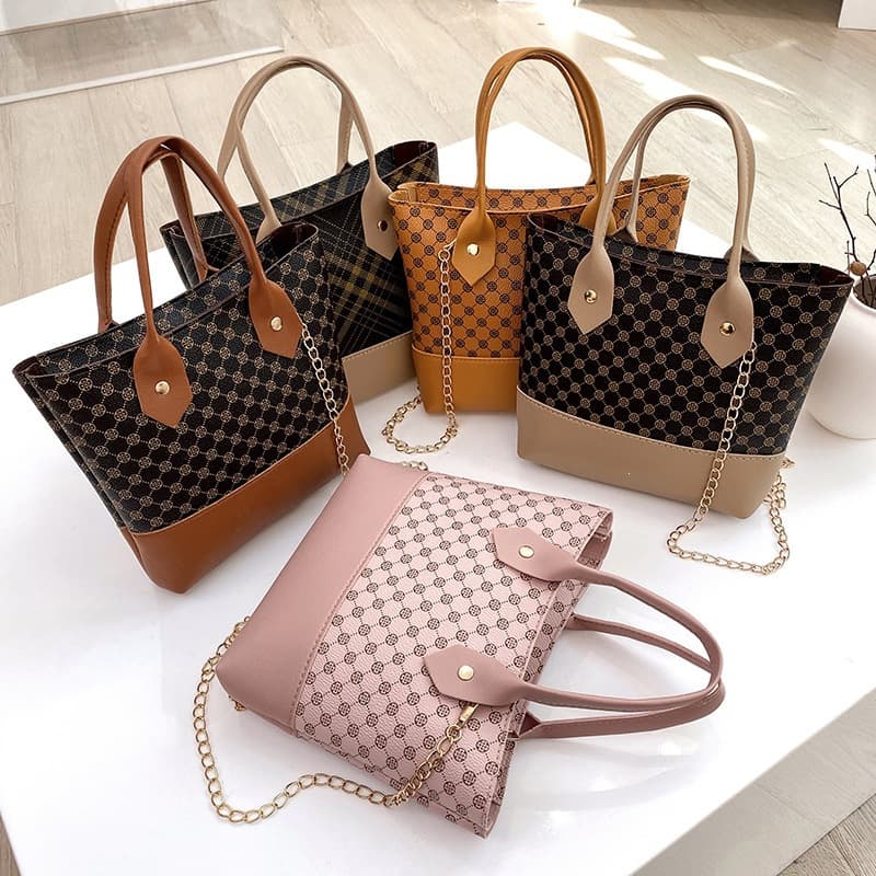Printed Handbag 2023 Lady Handbag New Contrast Color Women's Bag Vintage Shoulder Bag Export Bag