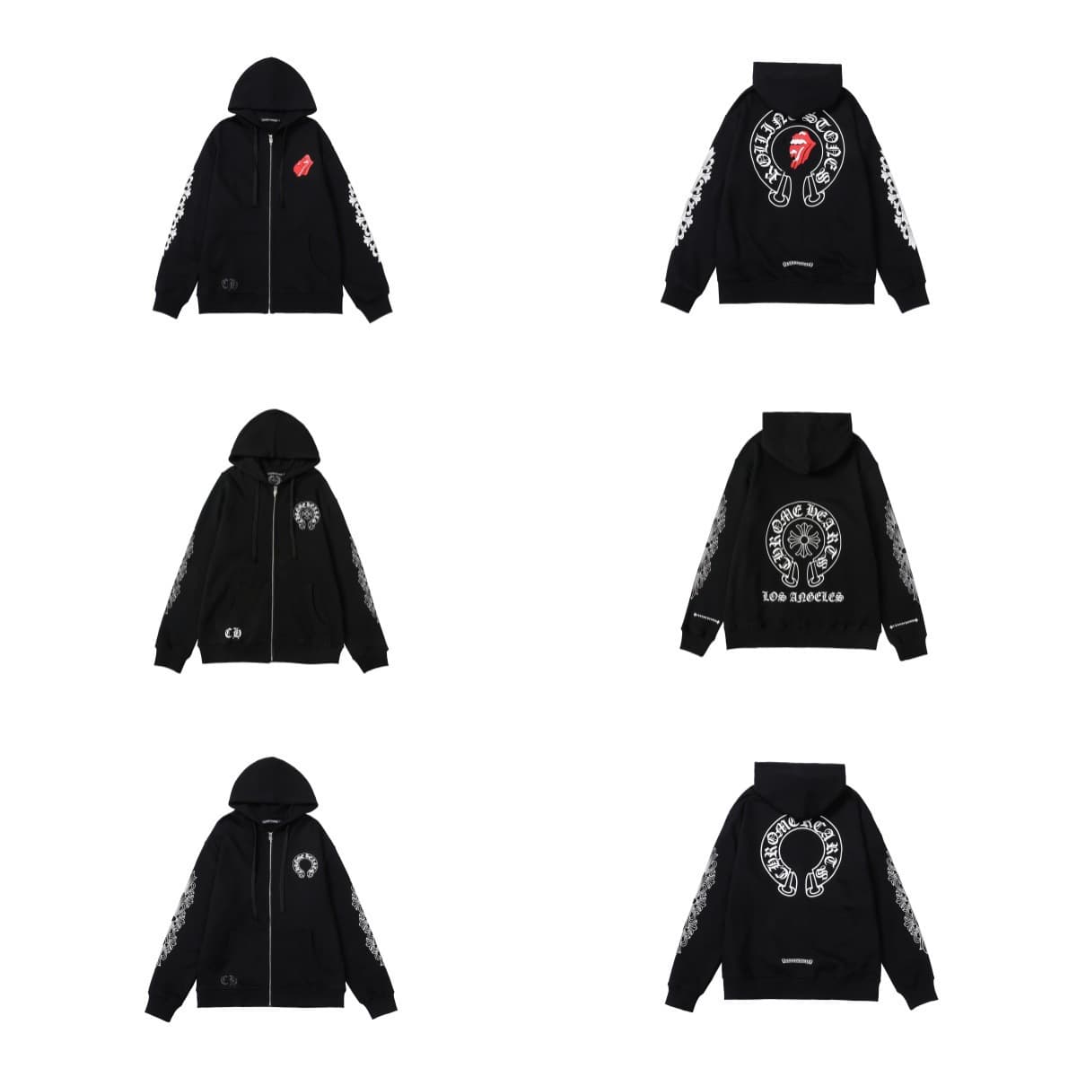 High version of Crowe CH autumn and winter new cross scroll simple classic hooded sweatshirt zipper cotton jacket