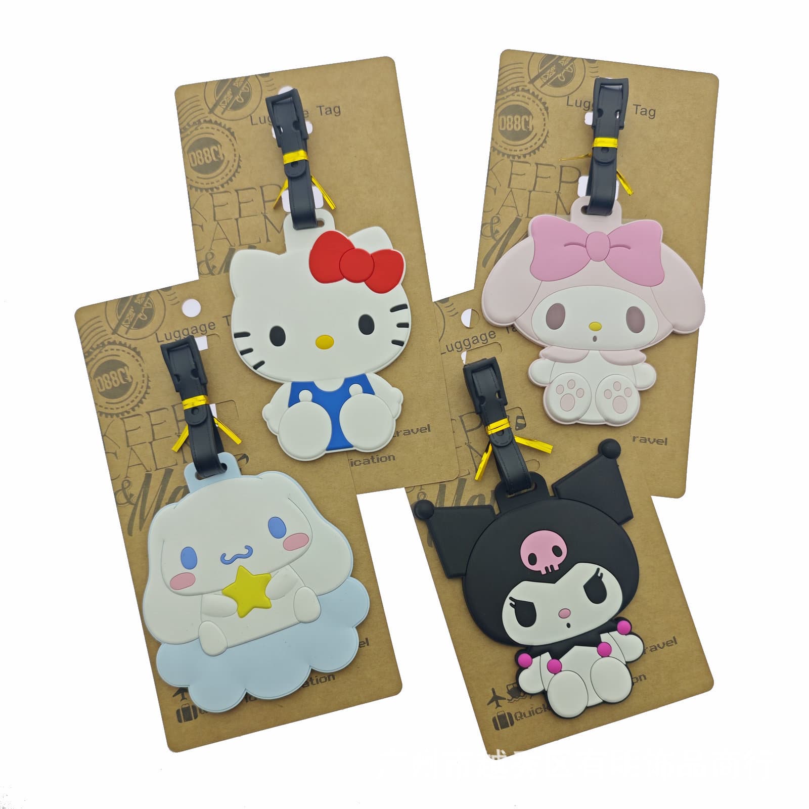 New Creative Hello Kitty Sanrio Melody Self-Deprecating Bear Anime Cartoon Luggage Tag Suitcase Identifier Hanging Ornament