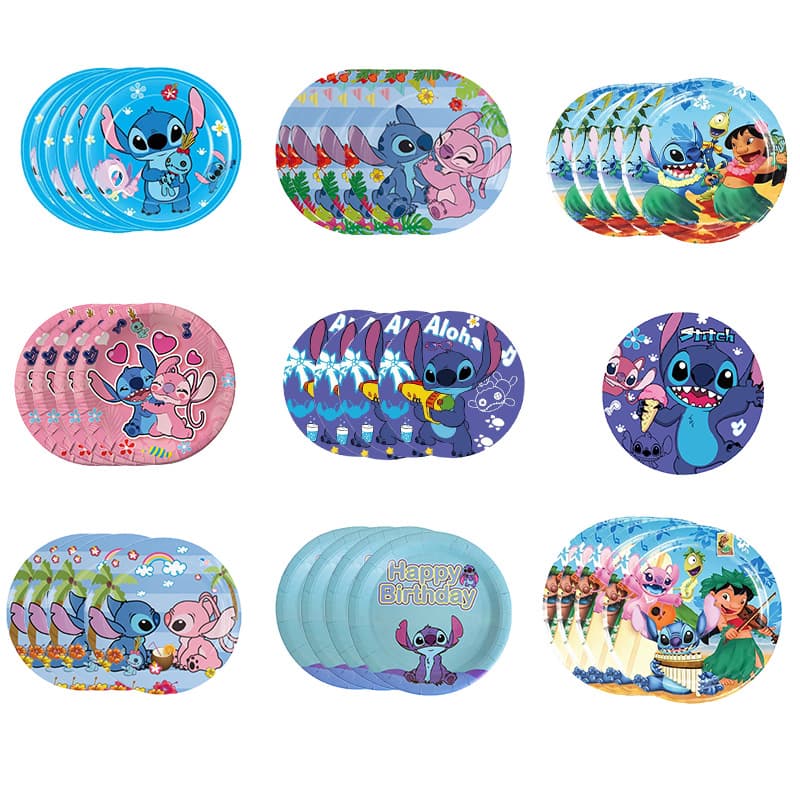 Party paper plate cartoon Stitch birthday party children's party thickened 7-inch 9-inch disposable tableware paper plate