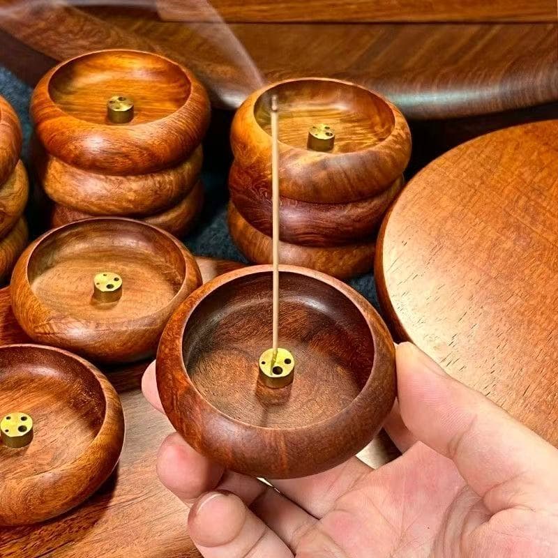 Round Bowl Shaped Sandalwood Incense Burner Home Use Small Incense Holder Circular Design Wooden Incense Stand Free Shipping